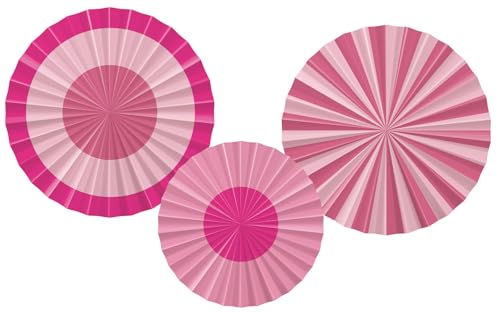 Folat 24314 Rosa Papier Fan-Set-Perfect Pink-3 Stück-Hochzeits Party Dekorationen für Festival, Karneval, Geburtstag deko, Babyparty und Baby Shower Mädchen von Folat