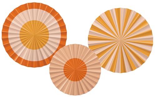 Folat 24332 Orange Gelb Pfirsichfarbe Papier Fan-Set-Pretty Peachy-3 Stück-Party Dekorationen für Festival, Karneval, Geburtstag deko von Folat