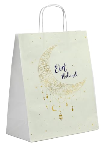 Folat 24897 Dekoration-Geschenktüten Mubarak' -20 x 10 x 27 cm-6 Stück Eid Deko Stern Mond Zubehör Ramadan, Mehrfarbig von Folat