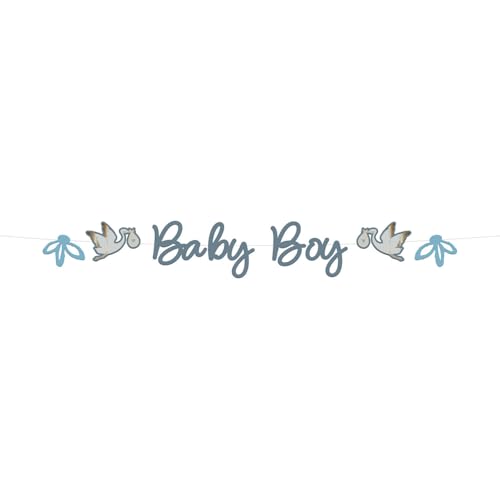 Folat 24983 Shower Deko, Babyparty, Blau, WeißBuchstabengirlande Blooming Baby Boy-2 Meter von Folat