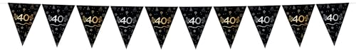 Folat 25067 Party Deko Schwarz Gold Silber-Wimpelkette-40-Shining Glam-4 Meter-Für Geburtstag, Jubiläum, 40 Jahre Folat 25067 Party Deko Schwarz Gold Silber-Wimpelkette-40-Shining Glam-4 Meter-Für Geburtstag, Jubiläum, 40 Jahre von Folat