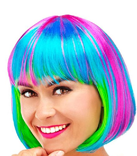 Folat 26692 Other Perücke Bobfrisur Regenbogenfarben, womens, Regenbogen, One Size von Folat