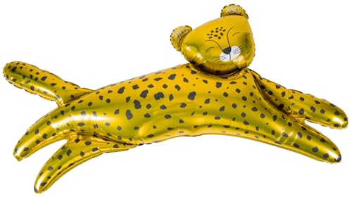 Folat 28588 Luftballon-Form-Leopard-124 x 63 cm-Party Deko Kindergeburtstag, Dschungel Tierthema-Folienballon zum Befüllen mit Helium, Mehrfarbig von Folat