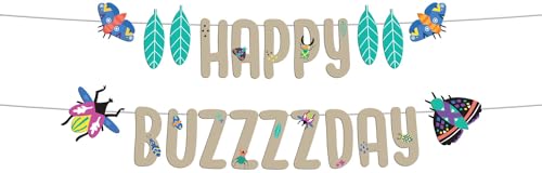 Folat 62806 Kindergeburtstag Waldtiere Buchstabengirlande-Set-Happy Buzzzzday-Buzzing Bugs-1,5 Meter-Papier Deko, Mehrfarbig von Folat