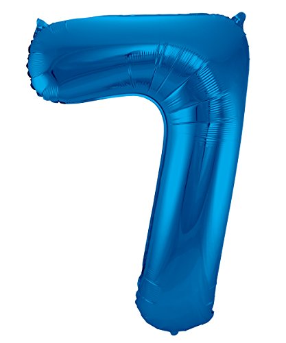 Folat 63148 631471 - Folienballon Zahl 7 - blau - ca. 86 cm von Folat