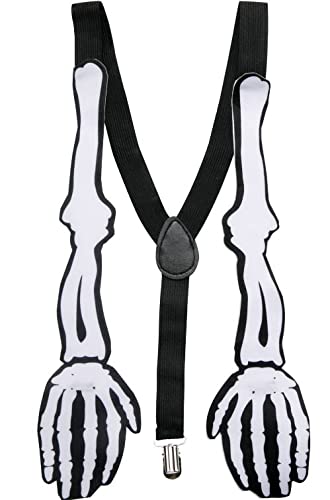 Folat 63419 Hosenträger Halloween Skelett, Black and White von Folat