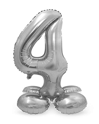 Folat 64714 - Folienballon Zahl 4 - Silber mit Basis ca. 81 cm Folat 64714 - Folienballon Zahl 4 - Silber mit Basis ca. 81 cm von Folat