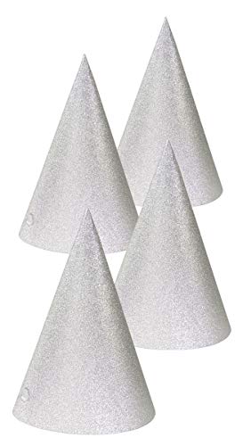 Folat 65783 Silberfarbene Glitter Partyhüte 16 cm - 4 Stück, Unisex Adult, Silber Folat 65783 Silberfarbene Glitter Partyhüte 16 cm - 4 Stück, Unisex Adult, Silber von Folat