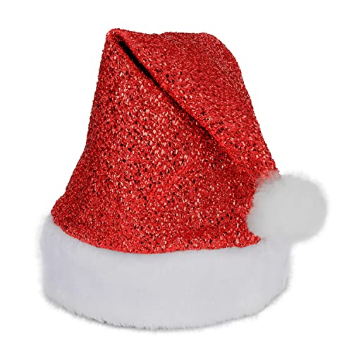 Folat Rot Weihnachtsmann 66096 Weihnachtsmütze Glitter Mütze Weihnachten Nikolaus Erwachsene & Kinder Weihnachtsfeier Weihnachtsmarkt, Regular von Folat