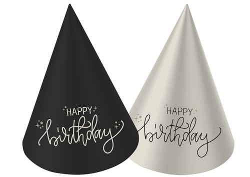 Folat 68692 Geburtstag Dekoration Schwarz, Creme, Champagner Gold - Mini Party Hütchen - Crème Noir - 10 cm - 6 Stück - EIN schickes und charmantes Happy Birthday Deko von Folat