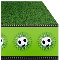 Fußball Partytischdecke als grüner Rasen mit Bällen am Rand, 1,3×1,8m von Folat