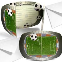 Fußball-Stadion Einladungen im 8er Pack für Fußballparty +Umschläge von Folat