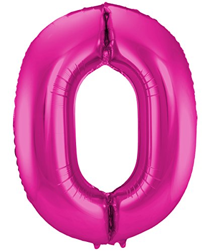 Folat 631907 - Folienballon Zahl 0 - magenta - ca. 86 cm von Folat