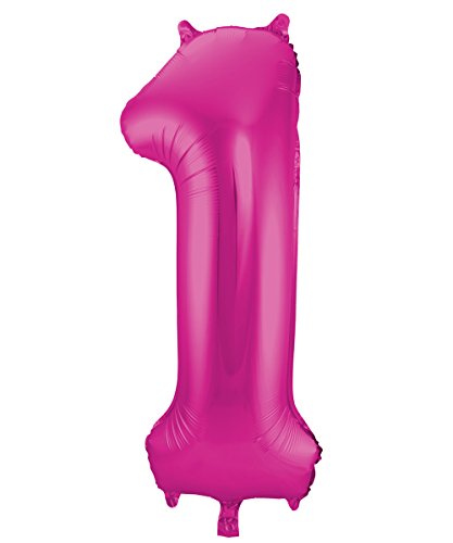 Folat 631914 - Folienballon Zahl 1 - magenta - ca. 86 cm von Folat