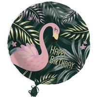 Happy Birthday Folienballon mit Flamingo-Motiv, Ø 35cm von Folat