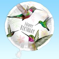 Happy Birthday Folienballon mit Kolibri-Motiv, Ø 35cm von Folat