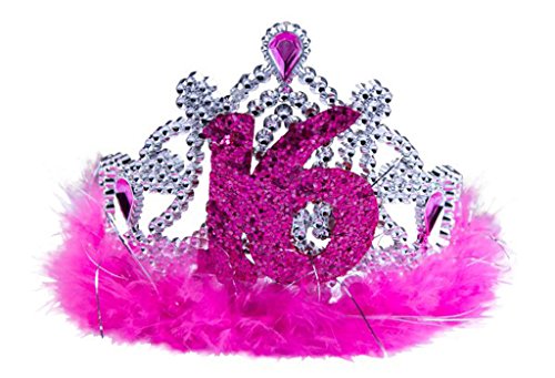 Sweet 16. Tiara mit rosa Federn von Folat