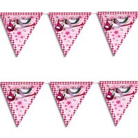 Wimpelkette mit Storch pink 10m, Klapperstorch-Deko für Babyparty von Folat