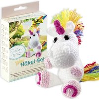 Glitzer Einhorn Mini Häkelset, Bastelset, Kinder sinnvoll beschäftigen von Folia Bringmann