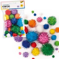 Glitzer-Pompons, Regenbogen, 30 Stück von Folia Bringmann