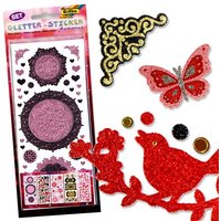 Glitzer-Sticker Set mit 5 Bögen, hochwertige Glitteraufkleber ROMANCE, romantische Motive von Folia Bringmann