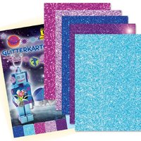 Glitzerkarton ICE, 5 Blatt, 24×34cm, einseitig mit Glitter veredelte Pappe von Folia Bringmann