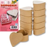 Pappboxen Mini, 10 Stück HERZ, 8x7,5x4 cm, natur, Verpackung für Geschenk zum Valentinstag von Folia Bringmann