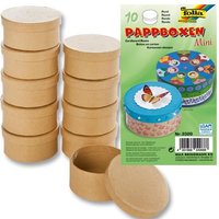 Pappboxen Mini, 10 Stück RUND, 7,5cm x 4cm, natur, kreative Bastelidee zum Bemalen von Folia Bringmann