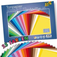 Tonpapier 25 Blatt, 25 versch. Farben, 25cm x 35cm, ideal zum Basteln von Folia Bringmann