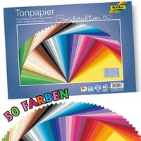 Tonpapier 50 Blatt, 50 versch. Farben, 25cm x 35cm, ideal zum Basteln der verschiedensten Dinge von Folia Bringmann