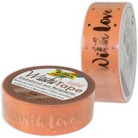 Washi Tape mit Heißfolienveredelung, 1 Rolle, Rosegold "With Love" von Folia Bringmann