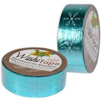 Washi Tape mit Heißfolienveredelung, 1 Rolle, eisblau Schneeflocken von Folia Bringmann