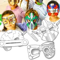 Weltraum-Masken im 6er Pack, futuristische Kindermasken, Pappe von Folia Bringmann