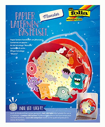 folia 68104 - Laternen - Bastelset, Monster, inklusive Laternenstab und LED-Licht von folia