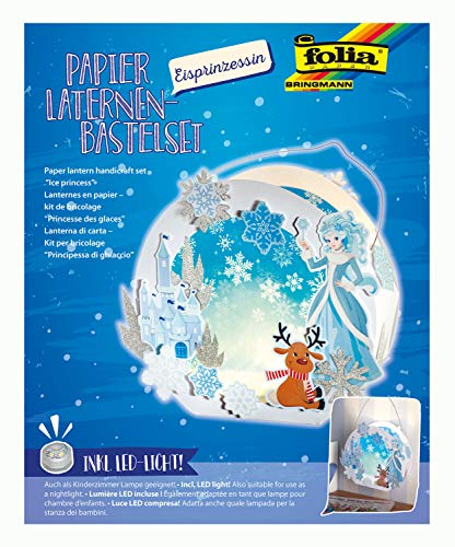 folia 68107 - Laternen - Bastelset, Eisprinzessin, inklusive Laternenstab und LED-Licht von folia