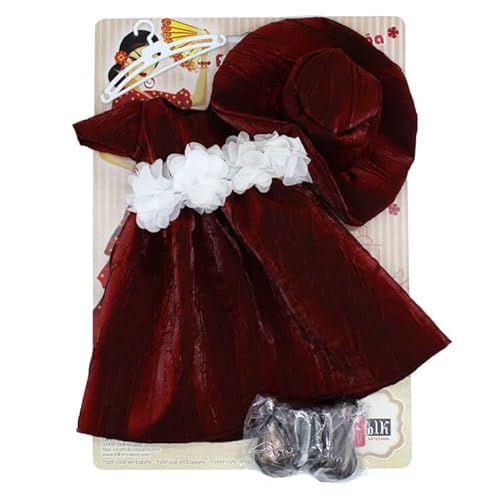 Folk Artesanía Puppenkleid, Kleid aus rotem Leder und Pamela für Puppen, Kollektion Sintra, Simona, Mari's, Pepa's oder Naia, 41 cm. Vidal Red Dolls. von Folk Artesanía