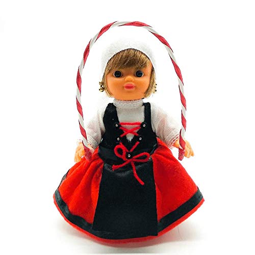 Folk Artesanía Sammlerpuppe, 15 cm. Regionales Kleid aus dem Baskenland, Gala Vasca, Pais Vasco, Pamplona, San Fermín. Hergestellt in Spanien España. Barriguitas ähnlich von Folk Artesanía