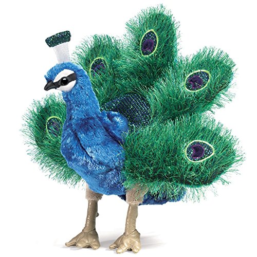 Folkmanis Handpuppe Puppet 2834 Kleiner Pfau Blau, Grün von Folkmanis