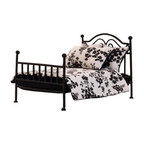 Folpus 1/12 Puppenhaus Bett DIY Szene Pretend Spielen Spielzeug Miniatur Bett Miniatur Puppenhaus Möbel, Schwarz Folpus 1/12 Puppenhaus Bett DIY Szene Pretend Spielen Spielzeug Miniatur Bett Miniatur Puppenhaus Möbel, Schwarz von Folpus