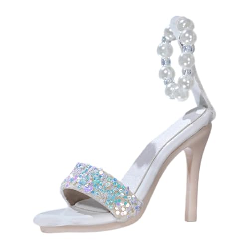 Folpus 1/4 Puppenschuhe Damen High Heels Elegant, Mini Miniatur Modell, Puppenkostüm Zubehör für weibliche Actionfigur, Weiß Folpus 1/4 Puppenschuhe Damen High Heels Elegant, Mini Miniatur Modell, Puppenkostüm Zubehör für weibliche Actionfigur, Weiß von Folpus