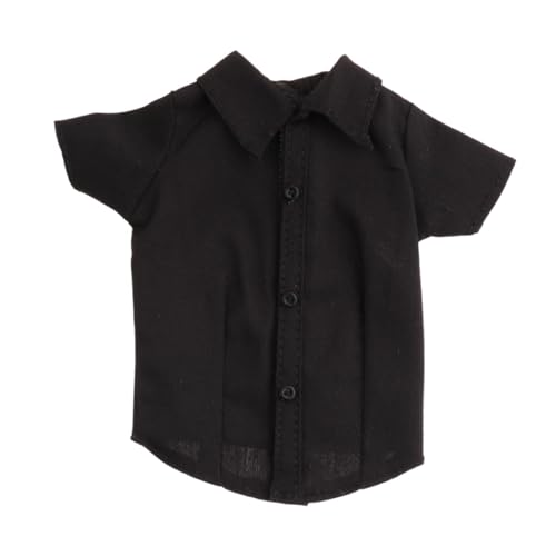 Folpus 1/6 -Skala Girl Kurzärmele weibliche Puppe Sommerhemd handgefertigt Klassische Mini -Puppe Casual Tops für 12 -Zoll -Skala weibliche Figur, Schwarz von Folpus