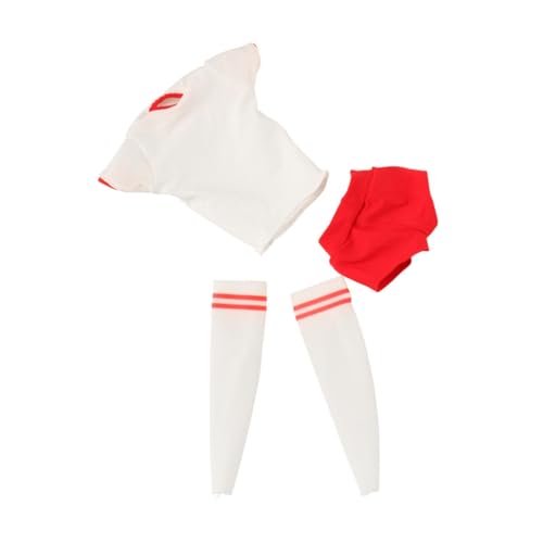 Folpus 1/6 weibliche Figur Kleidung, handgemachte Kurzarm und Shorts japanische Stile Mini Mode für 12'' Zoll Puppenfiguren Kleidung, Weiß Rot Enge Passform von Folpus