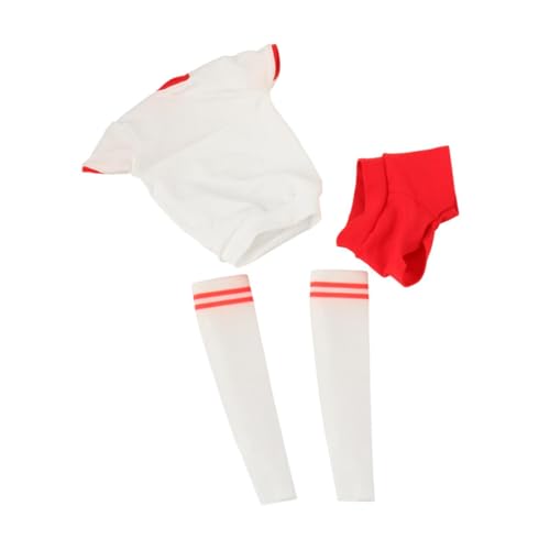 Folpus 1/6 weibliche Figur Kleidung, handgemachte Kurzarm und Shorts japanische Stile Mini Mode für 12'' Zoll Puppenfiguren Kleidung, Weiß Rot Lockere Passform von Folpus