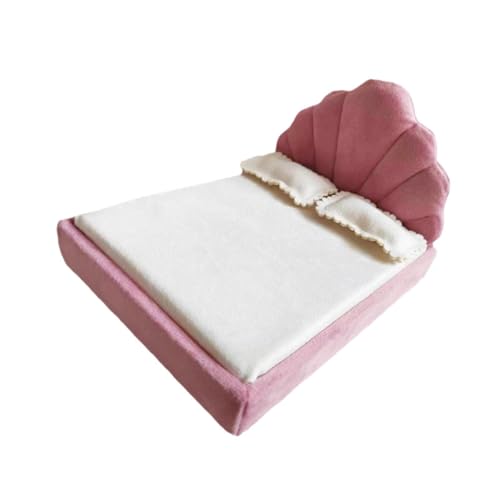 Folpus 1:12 Puppenhausbett, Mini-Doppelbett, Miniaturmöbel, Zimmer, Doppelbett, für Geschenk, Rollenspiel, Szenenlayout, Ornamente von Folpus