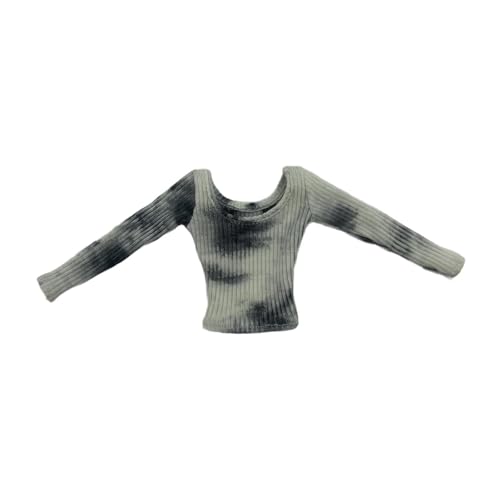 Folpus 1:6 Crop Top Lässiges DIY Stylisches Kostüm Miniatur Damenkleidung Langärmliges Stricktop für 12 Zoll weibliche Figuren Accessoires, Niedriger Kragen von Folpus