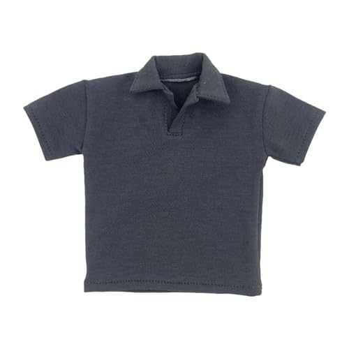 Folpus 1:6 männliche Figur-Revers-T-Shirt, Kostümzubehör, Miniaturkleidung für 12-Zoll-männliche Figuren, Tiefgrau von Folpus