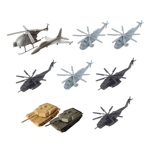 Folpus 10-teiliges Simulationsflugzeug- und Panzermodell-Sammlung, DIY-Szenen-Requisiten für Jungen und Mädchen, Desktop-Dekor, Kinder-Spielfahrzeug-Set von Folpus