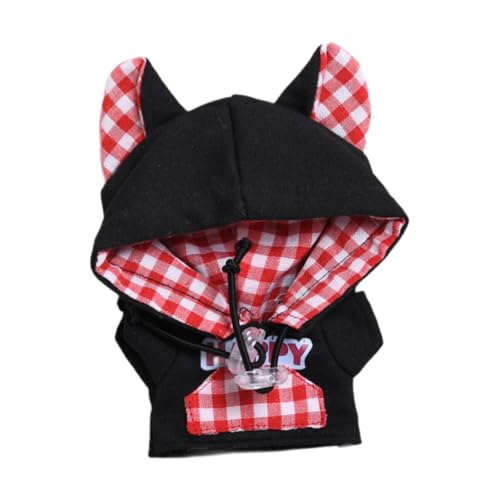 Folpus 15 cm Plüschpuppenkleidung, Cartoon-Kapuzenpullover, Ankleiden, DIY, weiche Stofftiere, Zubehör für Kinder, Schwarz von Folpus