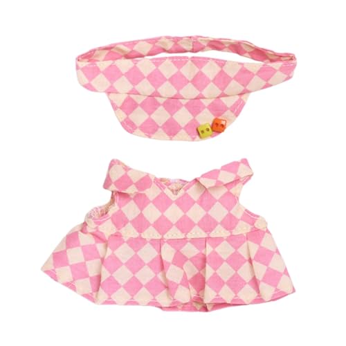 Folpus 15cm Plüsch Puppe Kleidung Kostüme Puppe Outifits Plaid Tennis Rock Set, ROSA von Folpus