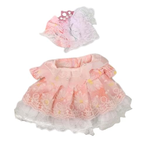 Folpus 2 Stück Trägerkleid für Plüschpuppen, Mädchenpuppenkleidung, Kleid, DIY-Zubehör für Kinder, Geburtstagsgeschenk, Ankleiden für 14,96-Zoll-Puppen, ROSA von Folpus